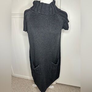 Calvin Klein Cozy Black Knit Poncho Sweater dress size L